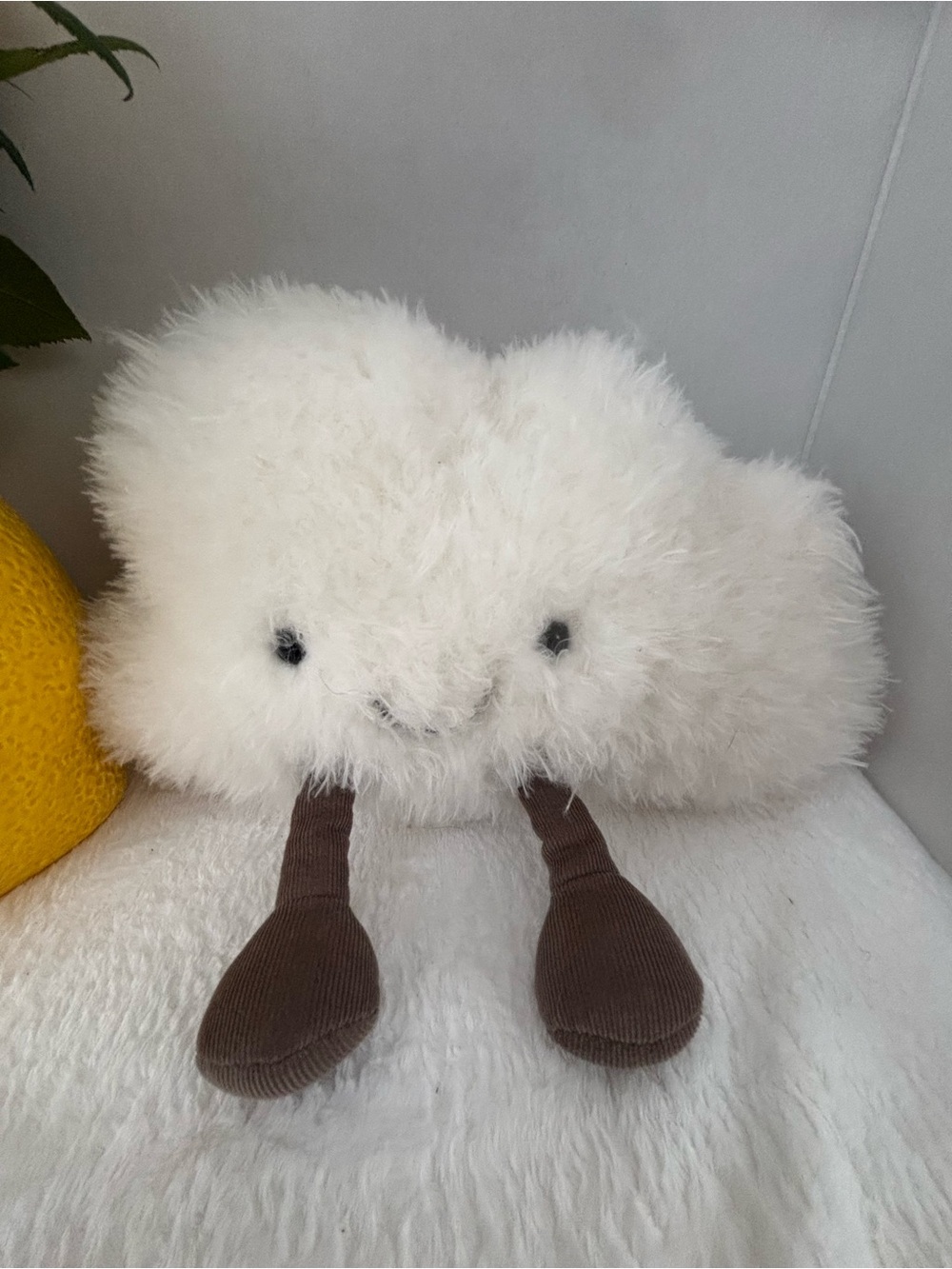 Jellycat Fluffy Cloud Plush Toy in White with Brown Legs